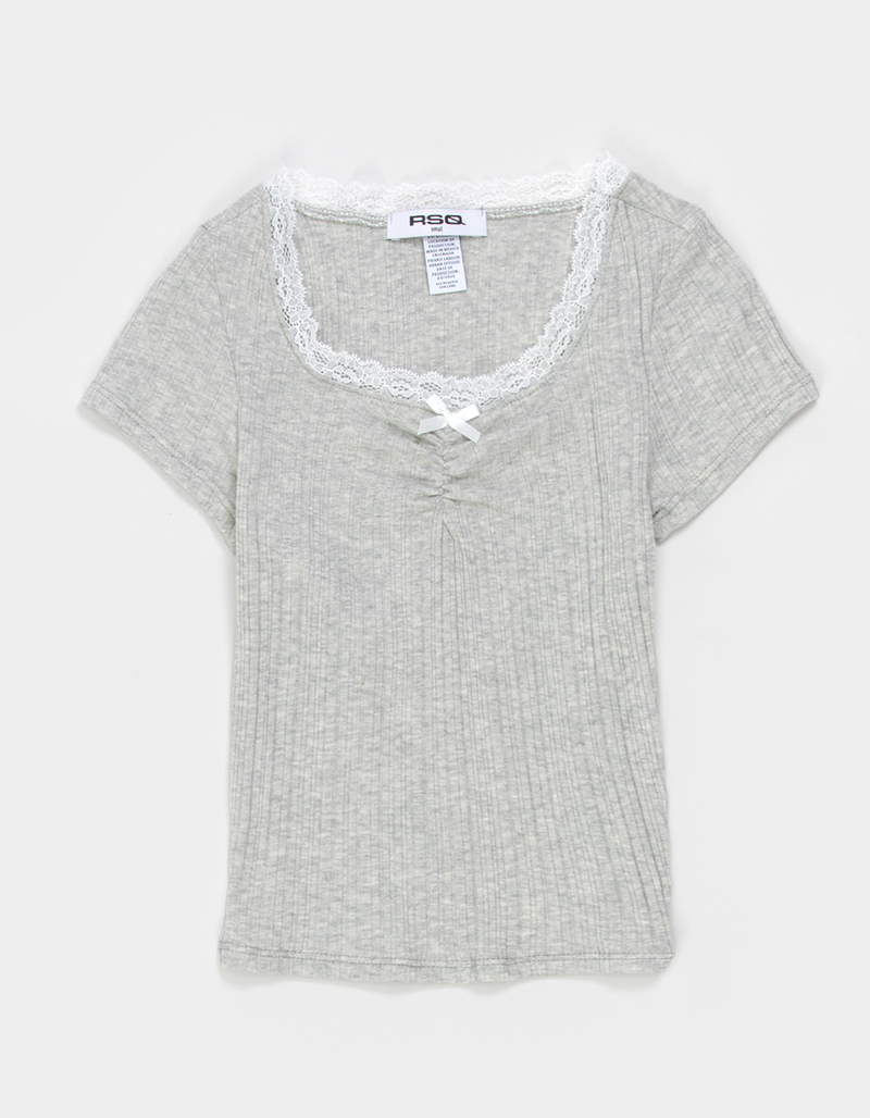 RSQ Girls Cinch Lace Trim Top image number 0