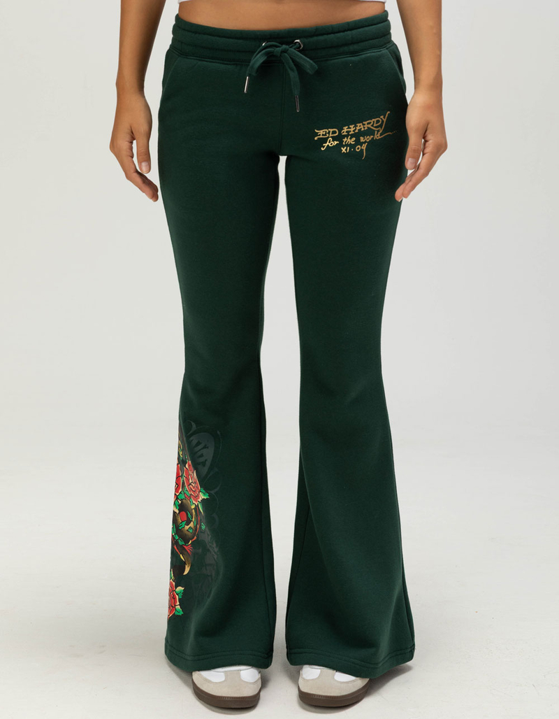 ED HARDY Snake Rose Womens Bootcut Sweatpants image number 2