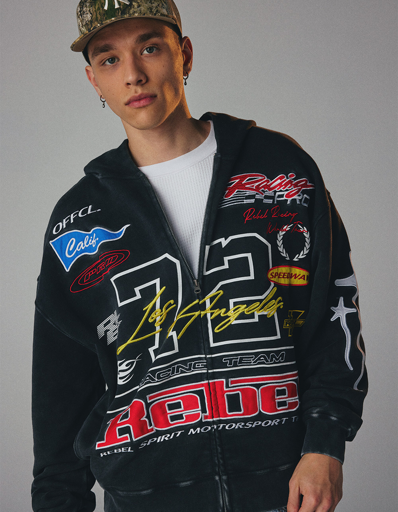 RSQ Mens Moto Oversized Zip-Up Hoodie image number 0