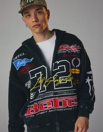 RSQ Mens Moto Oversized Zip-Up Hoodie Primary Image