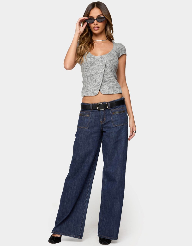 EDIKTED Jimena Low Rise Wide Leg Jeans image number 4
