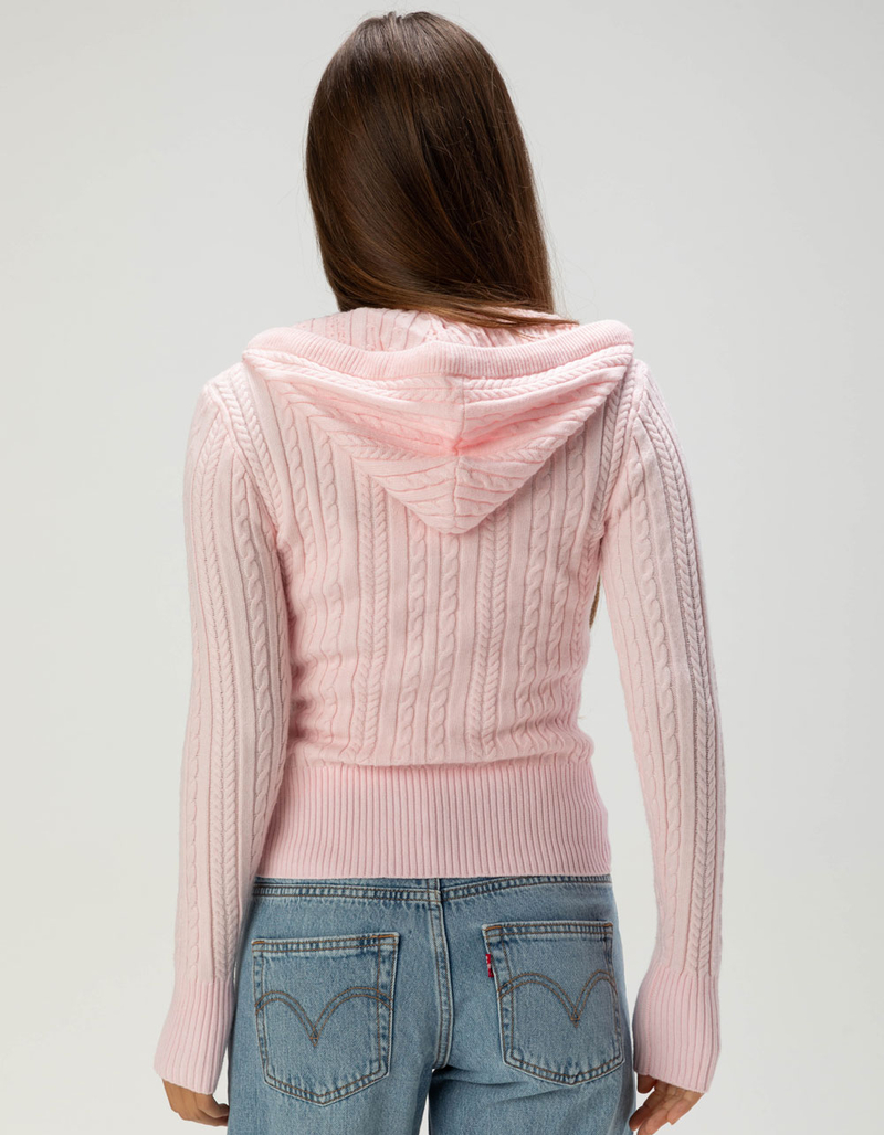 MADDEN GIRL Womens Cable Zip-Up Hoodie image number 3