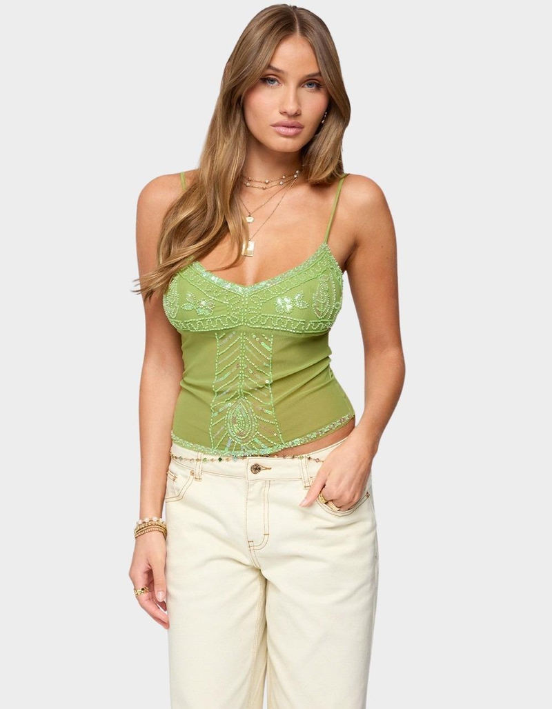 EDIKTED Azelia Beaded Sheer Chiffon Top image number 0
