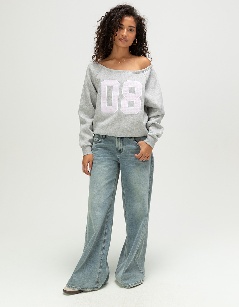 FULL TILT Womens Off The Shoulder Number Sweatshirt image number 1