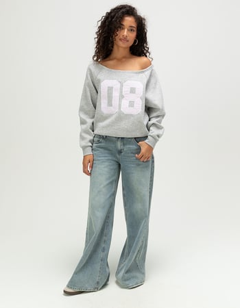 FULL TILT Womens Off The Shoulder Number Sweatshirt Alternative Image
