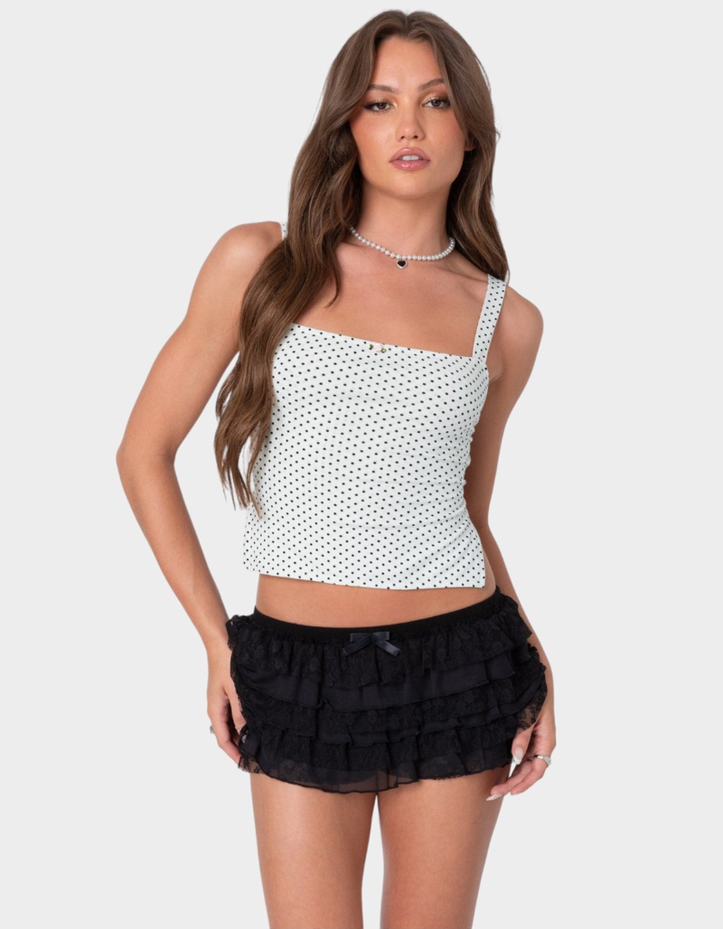 EDIKTED Kaia Polka Dot Tie Back Top image number 0