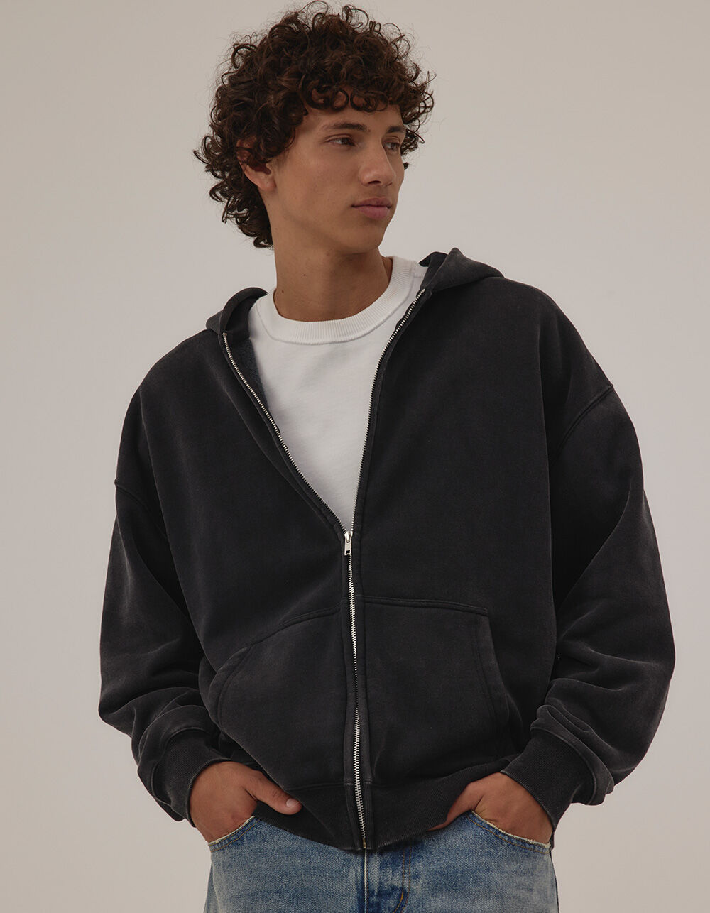 RSQ Mens Oversized Zip-Up Hoodie - BLACK | Tillys