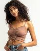 SKY AND SPARROW Cinch Front Womens Brown Cami image number 1