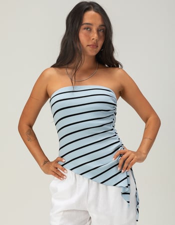 FULL TILT Womens Stripe Long Cinch Tube Top Primary Image