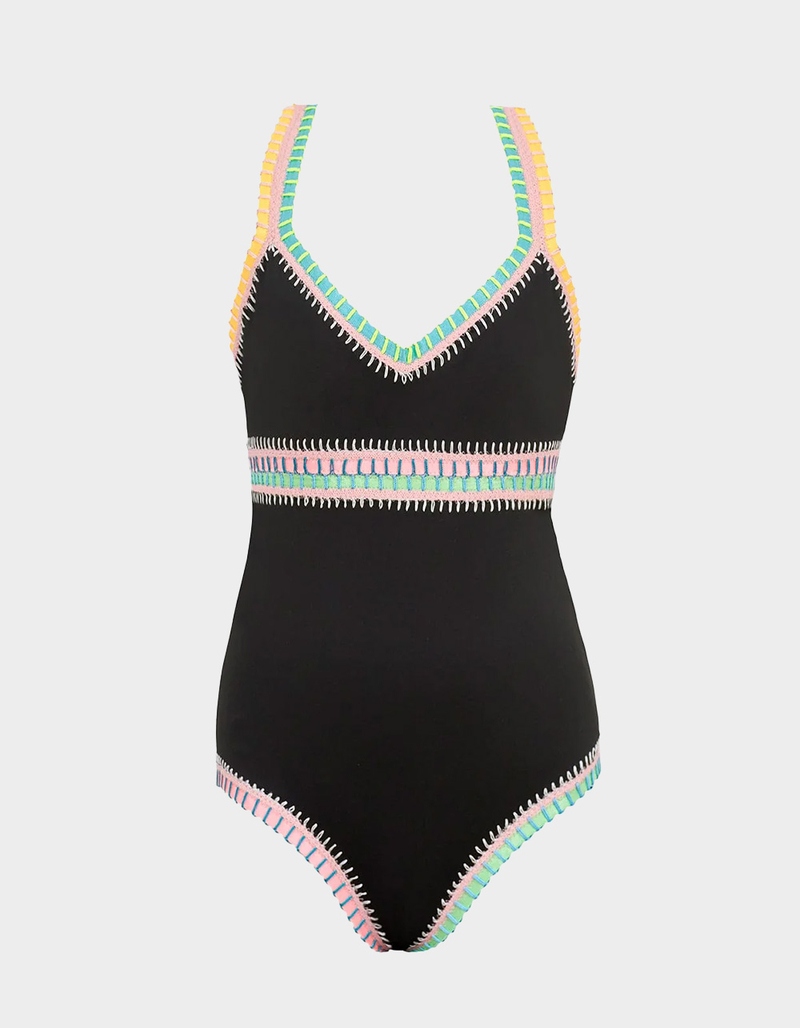 PQ SWIM Rainbow Embroidered Girls One Piece Swimsuit image number 0