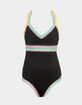 PQ SWIM Rainbow Embroidered Girls One Piece Swimsuit image number 1