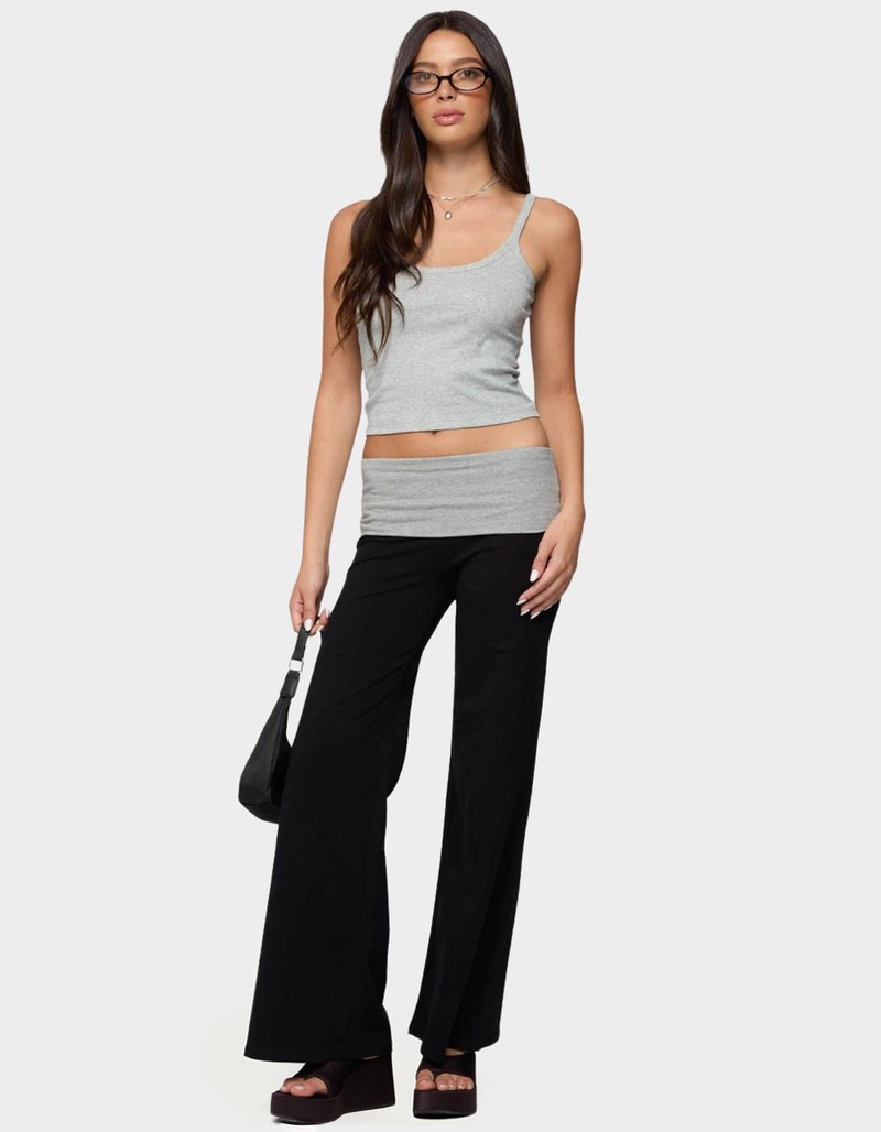 EDIKTED Wide Leg Contrast Fold Over Pants image number 4