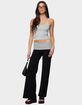 EDIKTED Wide Leg Contrast Fold Over Pants image number 5
