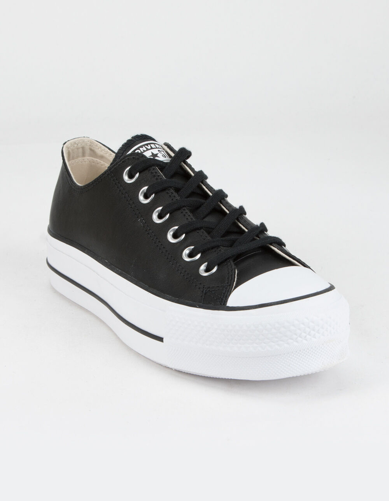 CONVERSE Leather Chuck Taylor All Star Lift Womens Black Low Top Shoes image number 0