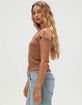 FULL TILT Embroidered Butterfly Womens Baby Tee image number 3