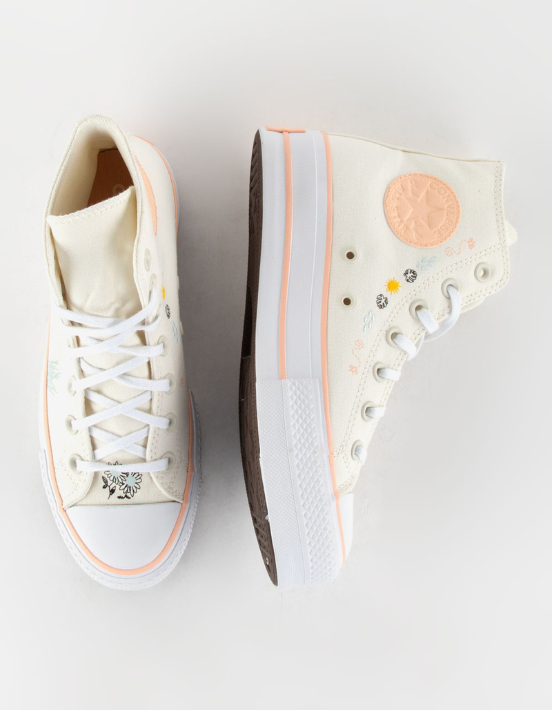 CONVERSE Chuck Taylor All Star Lift Platform Floral Embroidery Womens High Top Shoes image number 4