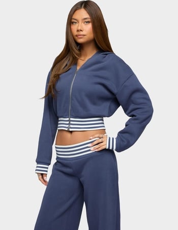 EDIKTED Eloura Stripey Zip Up Hoodie Alternative Image