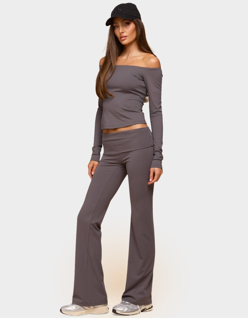 EDIKTED Oriane Foldover Flared Leggings image number 3
