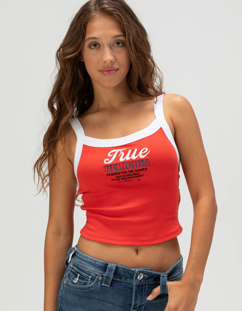 TRUE RELIGION Embroidered Contrast Rib Womens Tank Top Primary Image