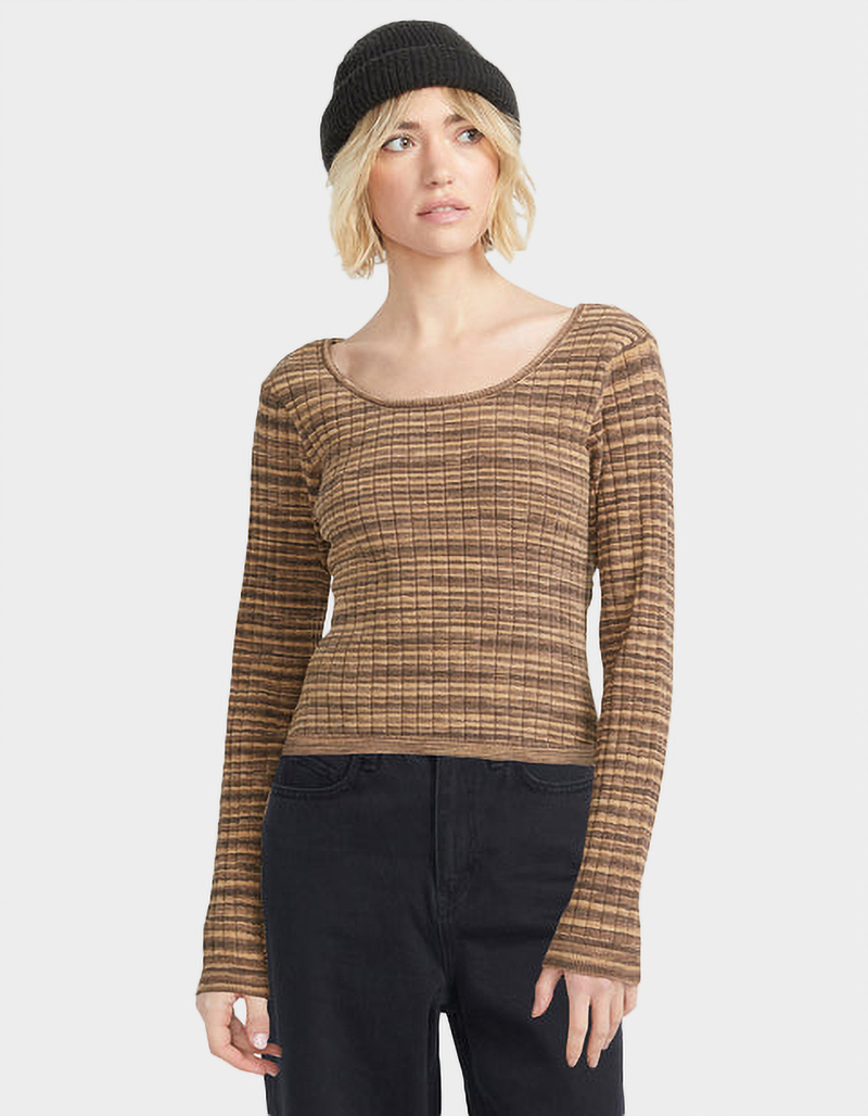 Fantasy Time Womens Long Sleeve Top BROWN COMBO Tillys