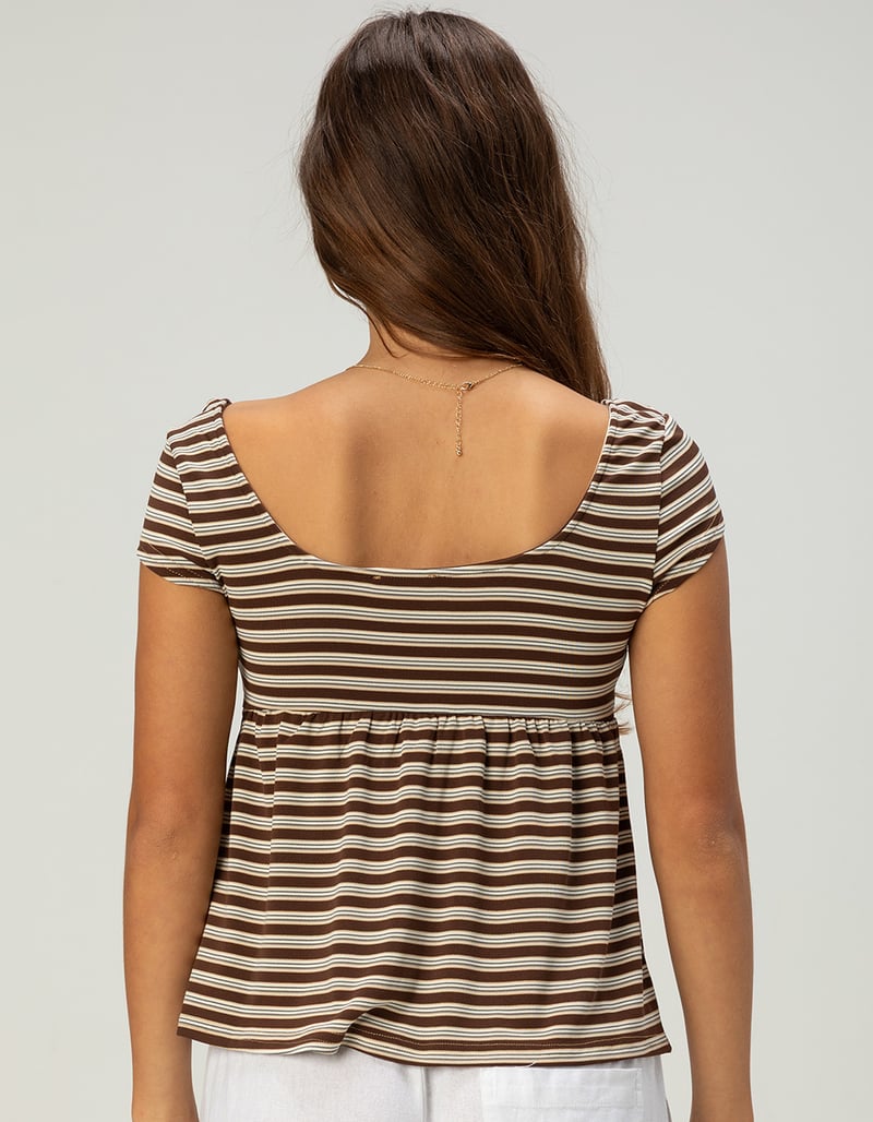 RSQ Womens Stripe Henley Babydoll Top image number 2