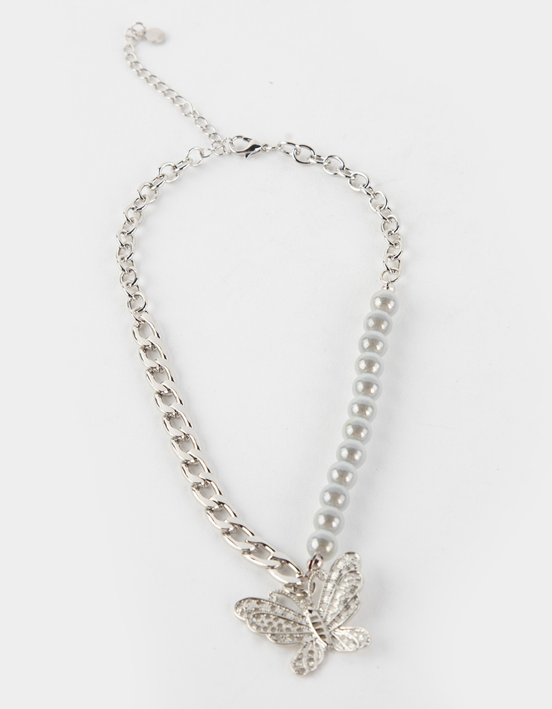 FULL TILT Butterfly & Pearl Chain Necklace image number 0