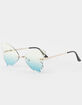 BLUE CROWN Butterfly Rhinestone Rimless Sunglasses image number 1