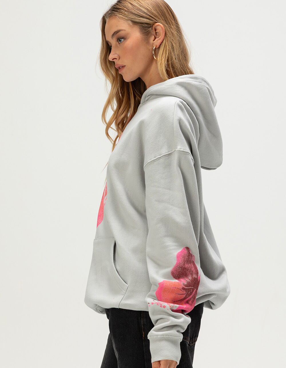 FULL TILT Hibiscus Womens Hoodie - GRAY | Tillys