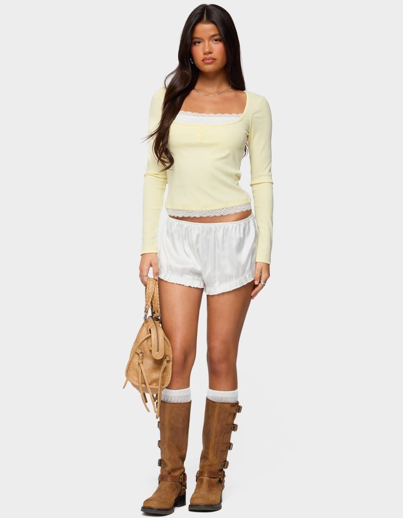 EDIKTED Joana Layered Lacey Henley Top image number 4