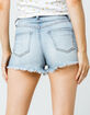 SKY AND SPARROW Super High Rise Frayed Womens Denim Shorts image number 3