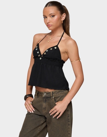 EDIKTED Textured Iridescent Babydoll Halter Top Alternative Image
