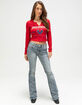 TRUE RELIGION Rhinestone V Notch Womens Long Sleeve Tee image number 2