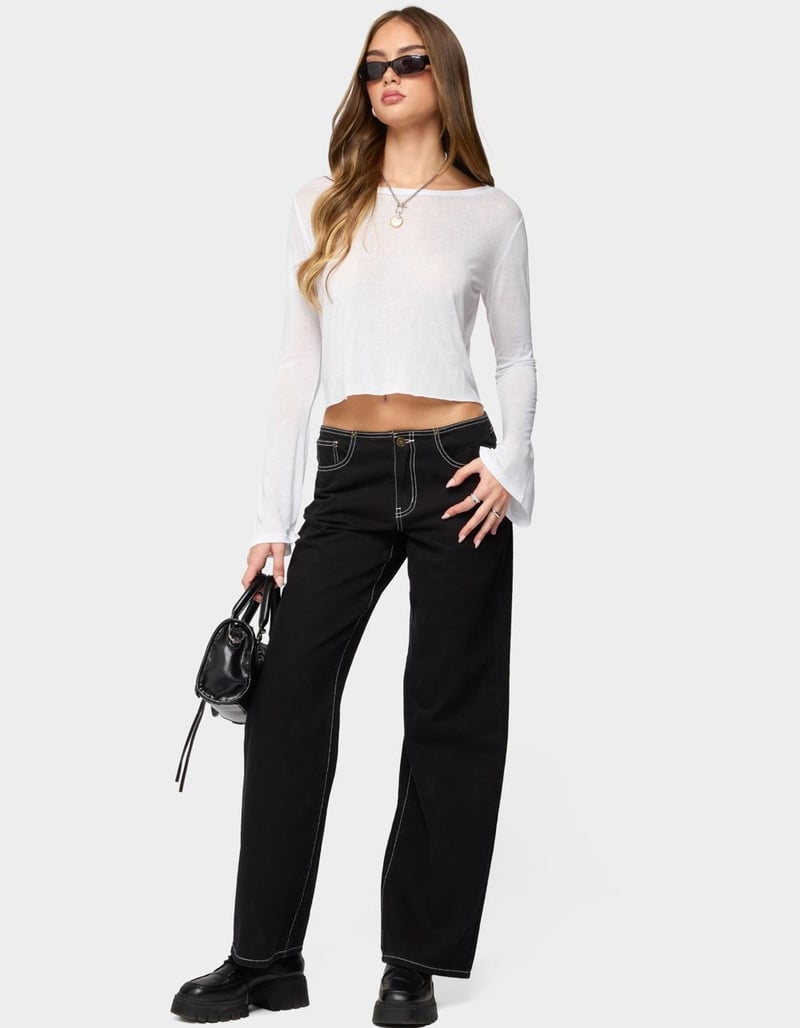 EDIKTED Catalena Long Sleeve Sheer Top image number 4