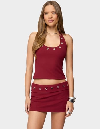 EDIKTED Havana Grommet Ribbed Halter Top Primary Image