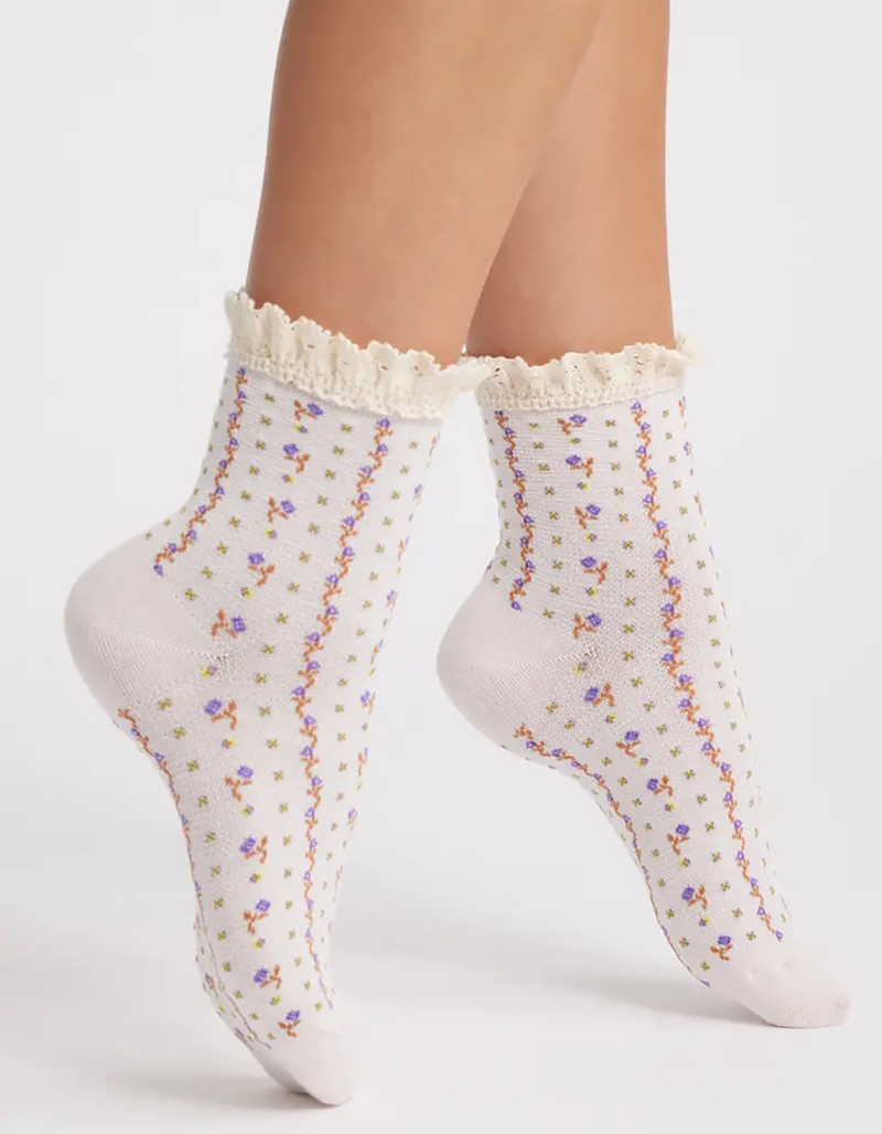 FREE PEOPLE Rosebud Waffle Knit Ankle Socks image number 1