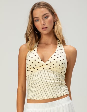 RSQ Womens Polka Dot Halter Top Alternative Image