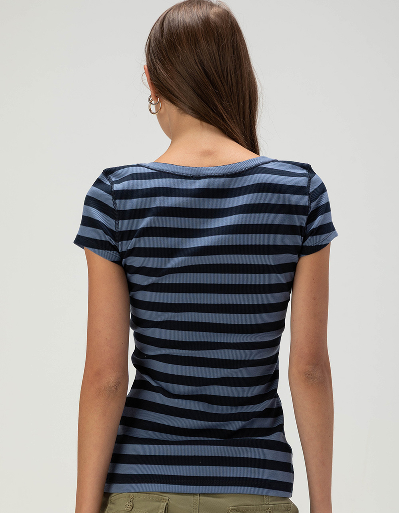 RSQ Womens Stripe Henley Top image number 3
