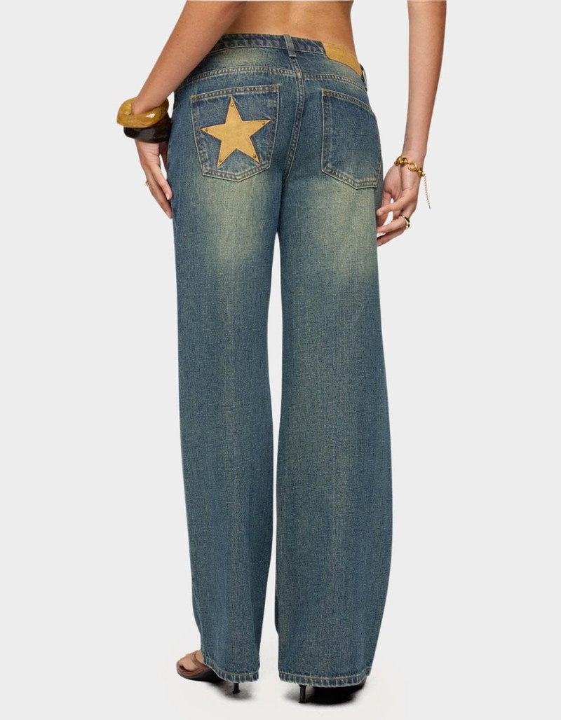 EDIKTED Faux Suede Star Low Rise Jeans image number 2
