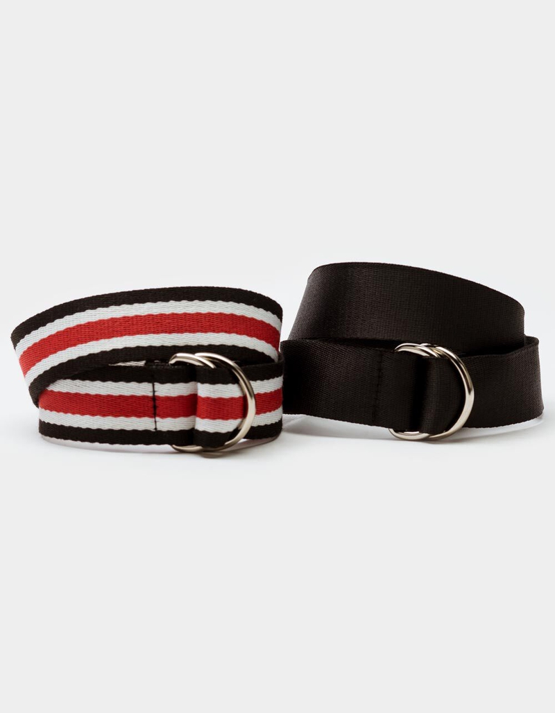 2 Pack Stripe & Solid Womens Web Belts image number 0