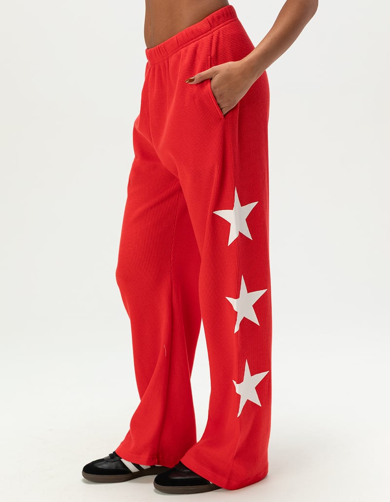 THE MAYFAIR GROUP Womens Waffle Knit Wide Leg Sweatpants image number 1