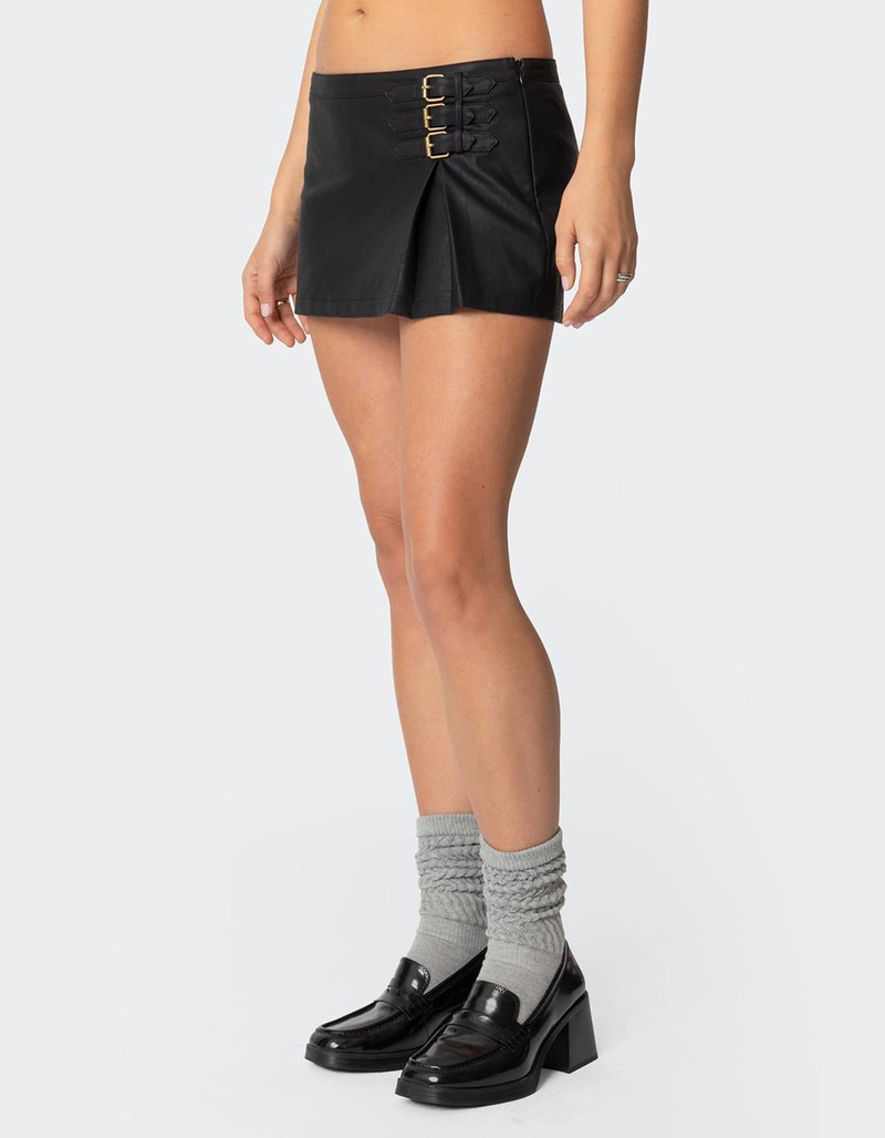 EDIKTED Triple Belt Faux Leather Mini Skort image number 3