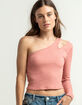 WEST OF MELROSE Heart On My Sleeve Womens Mauve One Shoulder Top image number 1