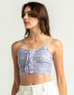 SKY AND SPARROW Ruched Lace Up Womens Lavender Cami image number 2