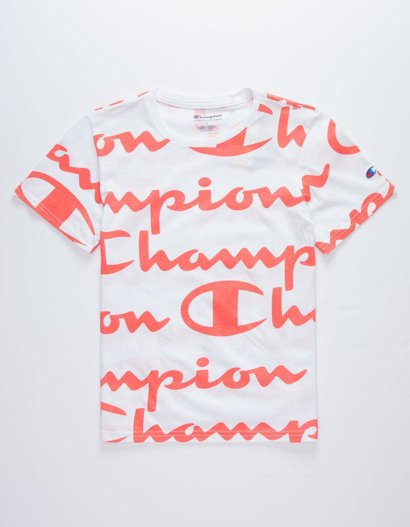 CHAMPION Giant Script Papaya Boys T-Shirt - PAPAY - 342569733