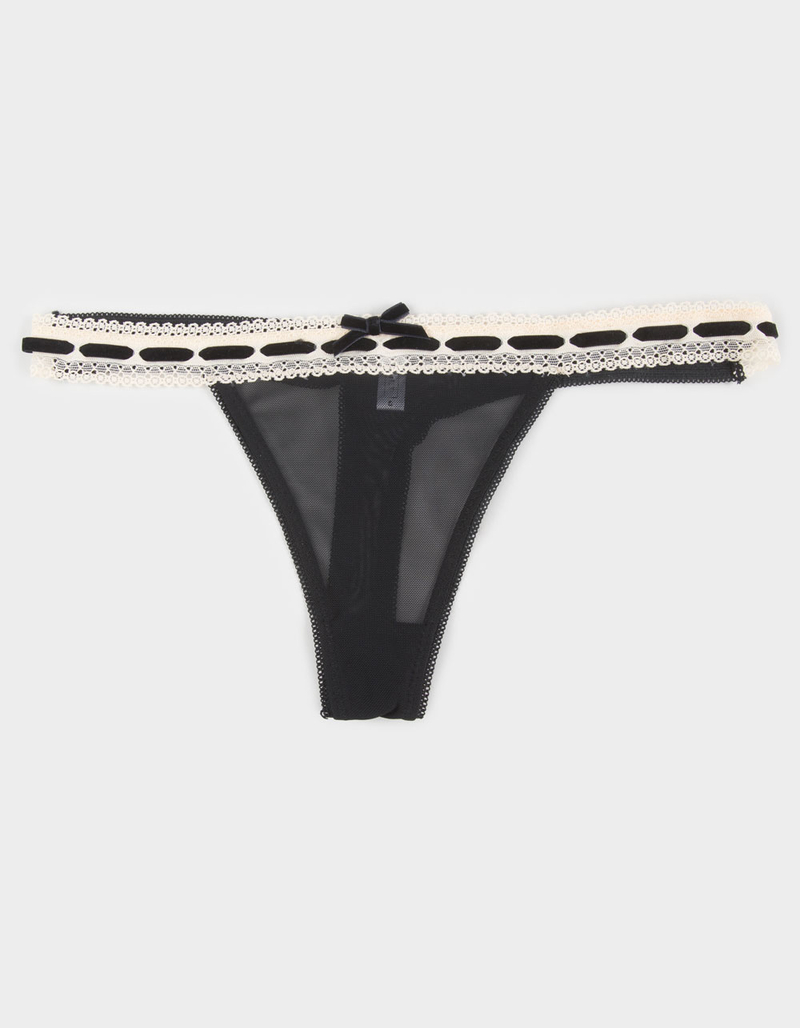 FULL TILT Ribbon Lace Trim Thong image number 0