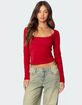 EDIKTED Mora Lace Trim Ribbed Tee image number 1