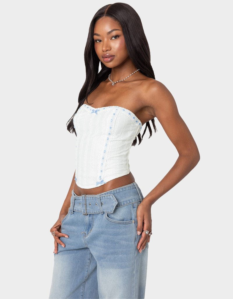 EDIKTED Mist Lacey Ribbon Corset image number 2