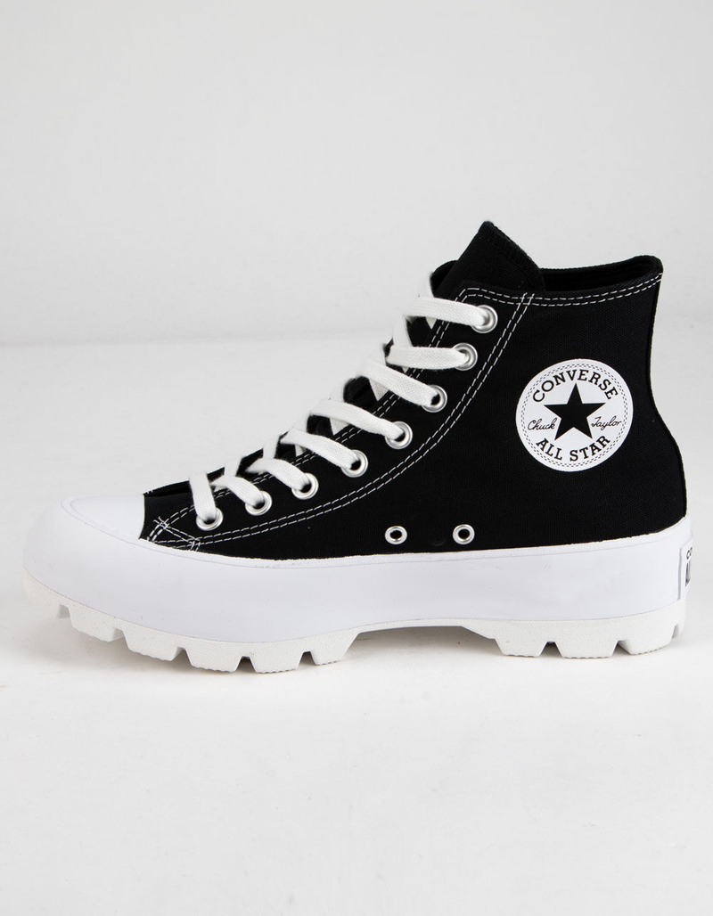 CONVERSE Chuck Taylor All Star Lugged Black and White Womens High Tops image number 2