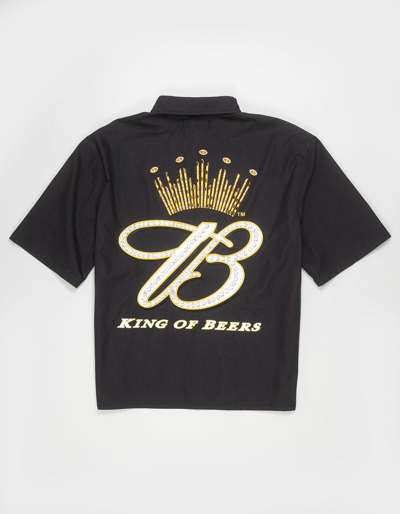 BUDWEISER Mens Rhinestone Button Up Shirt image number 1