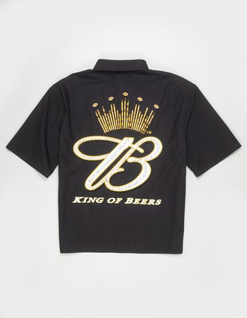 BUDWEISER Mens Rhinestone Button Up Shirt Alternative Image
